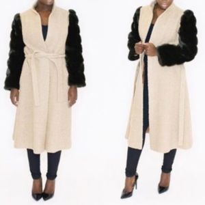 Vintage Faux Fur Coat Long Women's Jacket Small